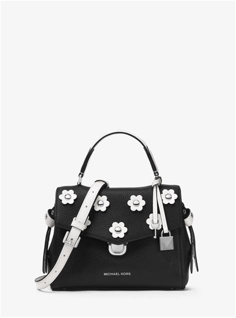 Michael Kors Bristol Small Floral Appliqué Leather Satchel